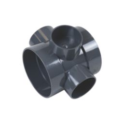 FloPlast  Solvent Weld 3-Boss Double Socket Short Pipe Anthracite Grey 110mm