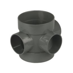 FloPlast  Solvent Weld 3-Boss Double Socket Short Pipe Anthracite Grey 110mm