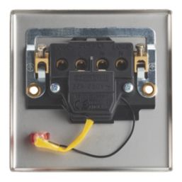 Contactum iConic 32A 1-Gang DP Control Switch Brushed Steel with Neon with Black Inserts