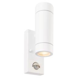 Saxby Palin Outdoor Up/Down Wall Light With PIR Sensor Gloss White