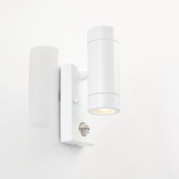 Saxby Palin Outdoor Up/Down Wall Light With PIR Sensor Gloss White