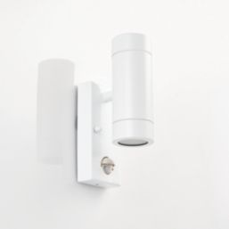 Saxby Palin Outdoor Up/Down Wall Light With PIR Sensor Gloss White