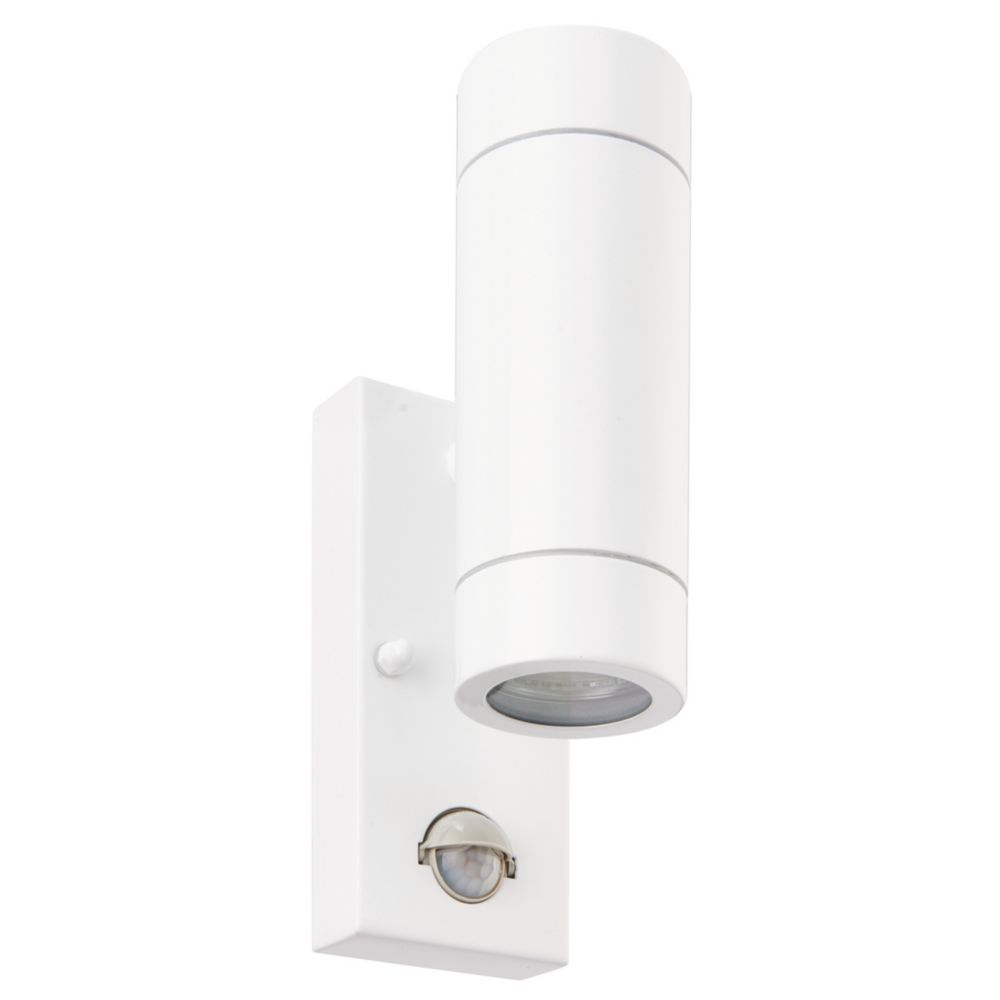 Saxby Palin Outdoor Up/Down Wall Light With PIR Sensor Gloss White ...