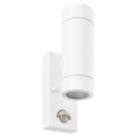 Saxby Palin Outdoor Up/Down Wall Light With PIR Sensor Gloss White