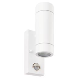 Saxby Palin Outdoor Up/Down Wall Light With PIR Sensor Gloss White