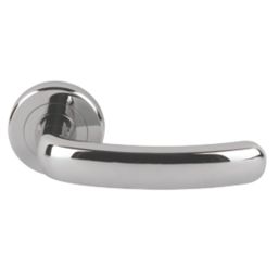 Serozzetta Shape Lever on Rose Door Handles Pair Polished Chrome