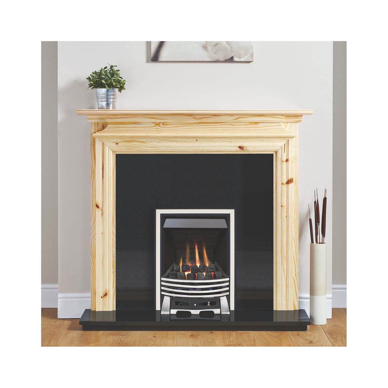 Focal Point Elysee Chrome Rotary Control Inset Gas Multiflue Fire 480mm x 108mm x 585mm (3958G)