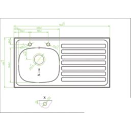Essentials  1 Bowl Stainless Steel Kitchen Sink & RH Drainer  940mm x 490mm
