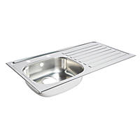 1 Bowl Stainless Steel Kitchen Sink & Right-Hand Drainer 940 x 490mm