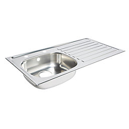 1 Bowl Stainless Steel Kitchen Sink & RH Drainer  940mm x 490mm