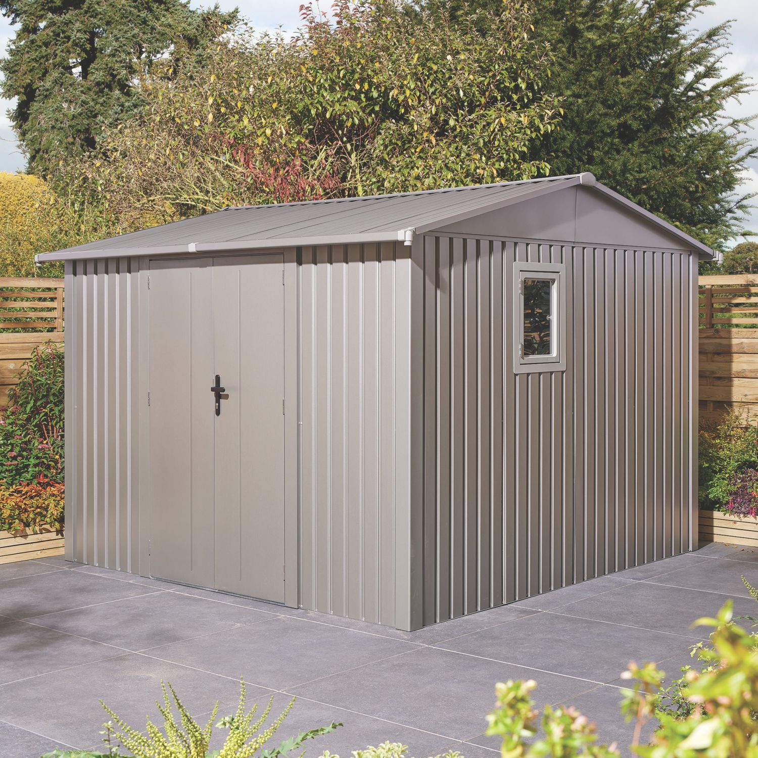 Rowlinson Brentvale 9' x 9' (Nominal) Apex Metal Shed Grey (395CL)