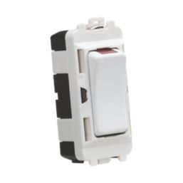 Knightsbridge  20AX Grid DP Control Switch Matt White with LED