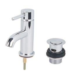 Refurb Swirl Ola Chrome 152mm Standard Lever Mono Basin Mixer Tap  With Clicker Waste