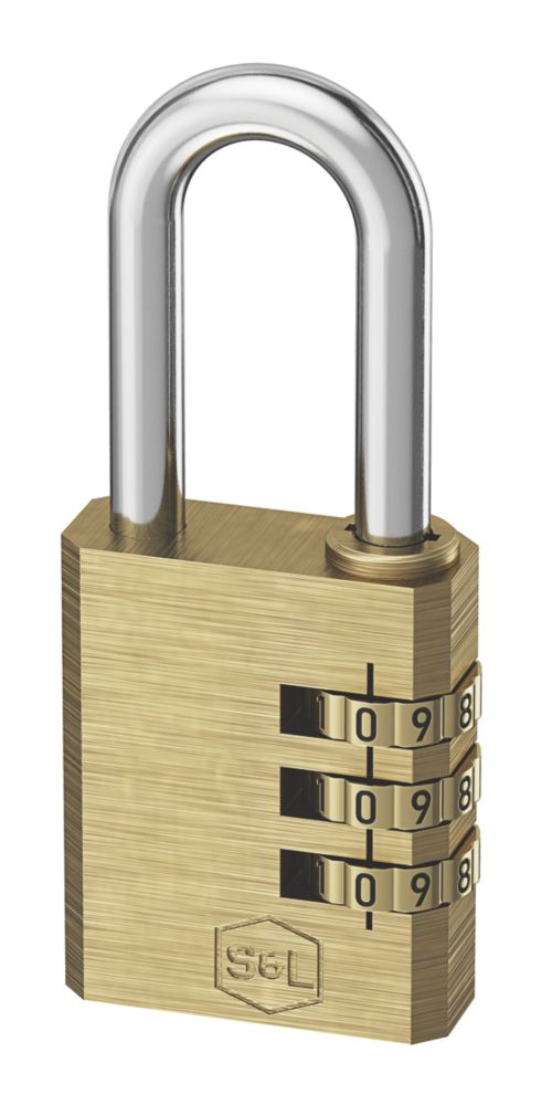 Smith & Locke Closed Shackle Combination Padlock Brass 30mm Screwfix