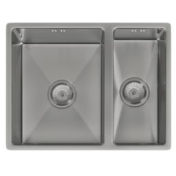 ETAL Elite 1.5 Bowl Stainless Steel Inset / Undermount Kitchen Sink Brushed Steel 555mm x 440mm