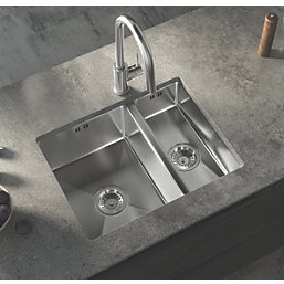 ETAL Elite 1.5 Bowl Stainless Steel Inset / Undermount Kitchen Sink Brushed Steel 555mm x 440mm