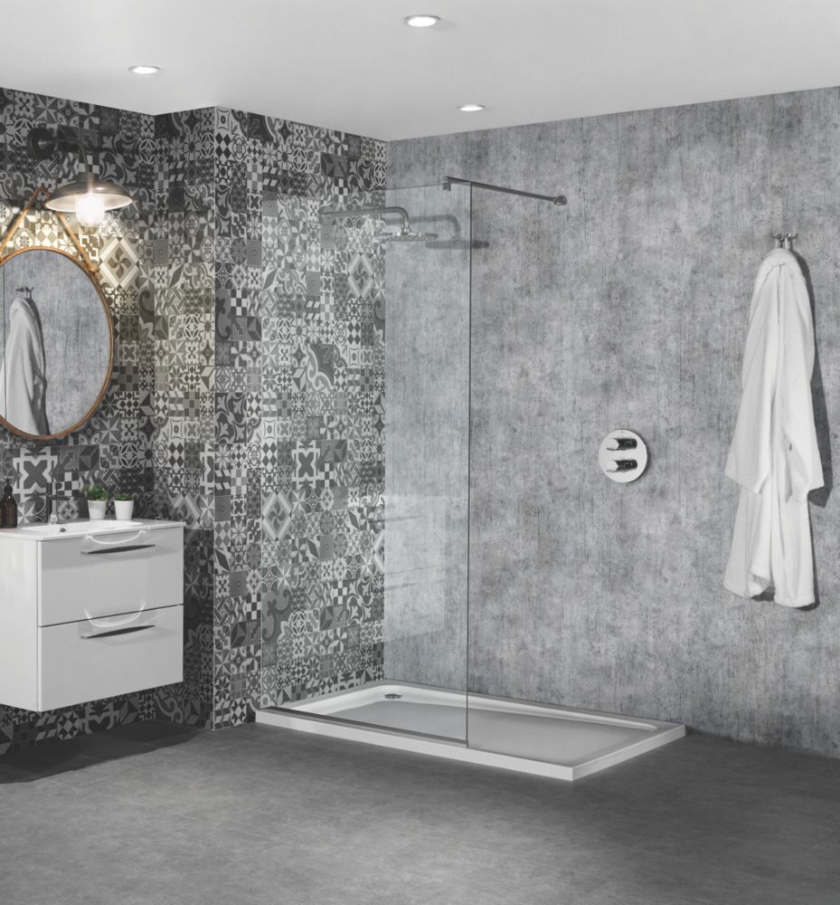 Splashwall Ravello Bathroom Wall Panel Matt Grey 600mm x 2420mm x 10mm