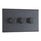 Refurb LAP  3-Gang 2-Way LED Dimmer Switch  Black Nickel with Colour-Matched Inserts