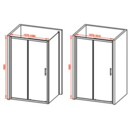 Framed Rectangular Sliding Shower Door Polished Silver 1600mm x 1850mm