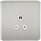 Knightsbridge SF5ABCW 5A 1-Gang Unswitched Socket Brushed Chrome with White Inserts