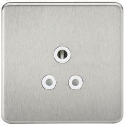 Knightsbridge SF5ABCW 5A 1-Gang Unswitched Socket Brushed Chrome with White Inserts