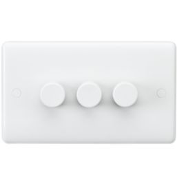 Knightsbridge Curved Edge 3-Gang 2-Way LED Leading Edge Dimmer  White