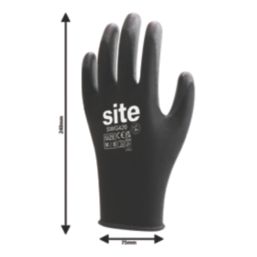 Site SWG420 PU Palm Gloves Black Medium