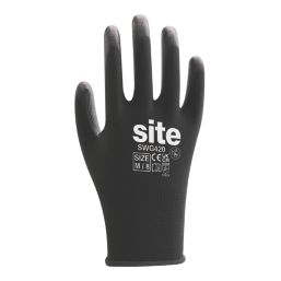 Site SWG420 PU Palm Gloves Black Medium