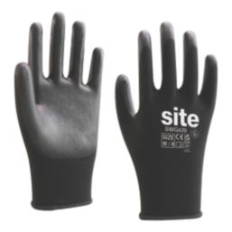 Site SWG420 PU Palm Gloves Black Medium