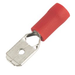 Essentials Insulated Red 6.3mm Push-On (M) Crimp 100 Pack