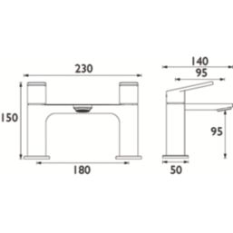 Bristan Frammento Chrome-Plated 150mm Deck Mounted Lever 2 Tap Holes Bath Mixer Tap