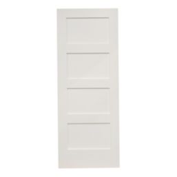 Primed White Wooden 4-Panel Shaker Internal Door 1981mm x 838mm