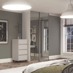 Spacepro Classic 2-Door Sliding Wardrobe Door Kit Cashmere Frame Mirror Panel 1185mm x 2260mm