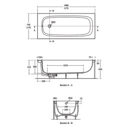 Ideal Standard i.life T477301 Single-Ended Bath Acrylic No Tap Holes 1700mm x 750mm
