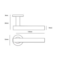 Eclipse Insignia T-Bar Fire Rated Lever on Rose Door Handle Pair Satin Stainless Steel