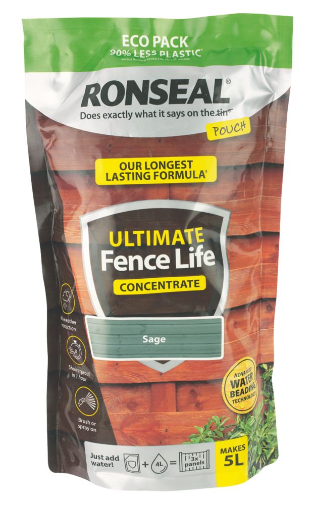 Ronseal Ultimate Fence Life Concentrate 950ml Sage Shed And Fence Paint