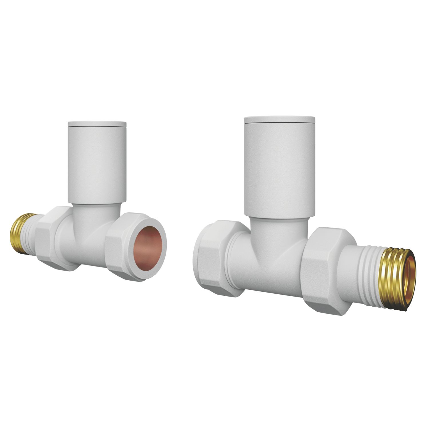 ETAL Rise 15mm x 1/2" White Straight Designer Manual Radiator Valve Head & Body 2 Pack (396VV)