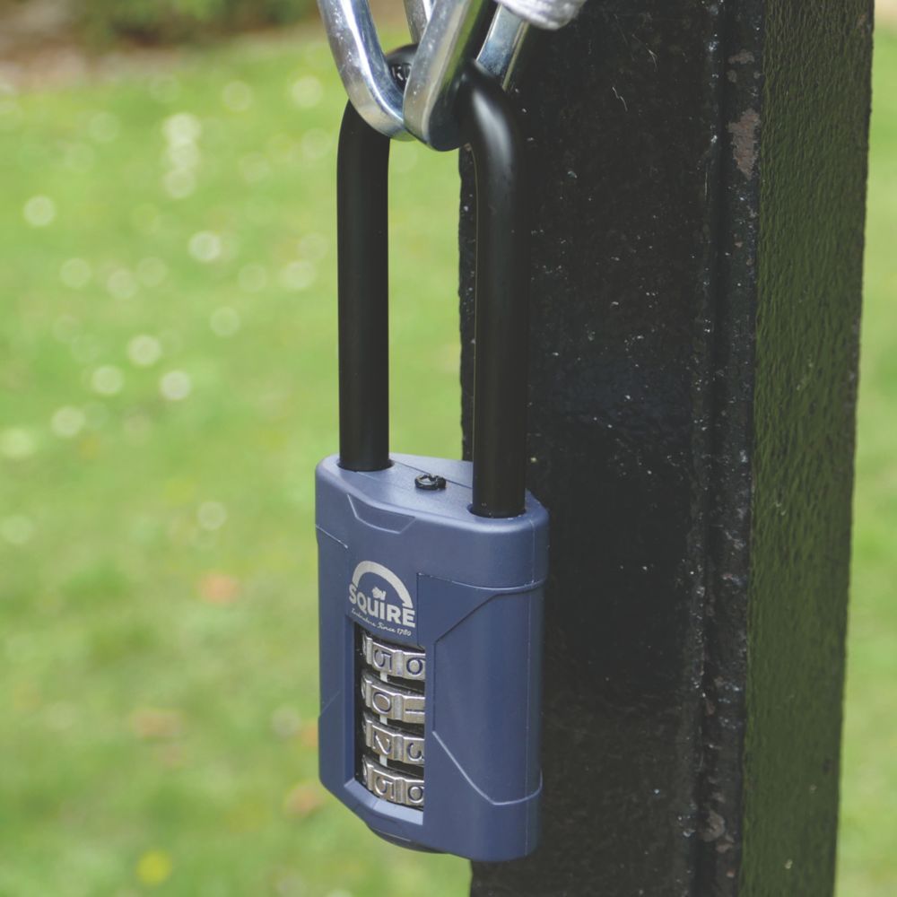 Squire Water-Resistant Long Shackle Combination Padlock Blue 50mm