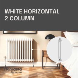 Flomasta 600mm x 605mm 2089BTU White Square 2 Column Radiator