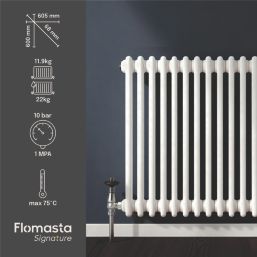 Flomasta 600mm x 605mm 2089BTU White Square 2 Column Radiator