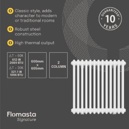 Flomasta 600mm x 605mm 2089BTU White Square 2 Column Radiator
