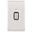 Schneider Electric Lisse Deco 50A 2-Gang DP Cooker Switch Brushed Stainless Steel with LED with Black Inserts