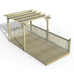 Forest Ultima 16' x 8' (Nominal) Flat Pergola & Decking Kit with 3 x Balustrades (2 Posts) & Canopy