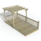 Forest Ultima 16' x 8' (Nominal) Flat Pergola & Decking Kit with 3 x Balustrades (2 Posts) & Canopy