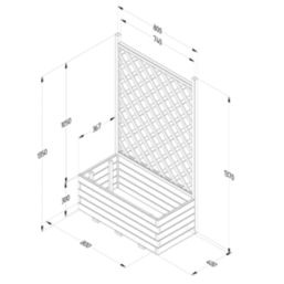 Forest Trellis Rectangular Garden Planter Natural Timber 800mm x 400mm x 1370mm