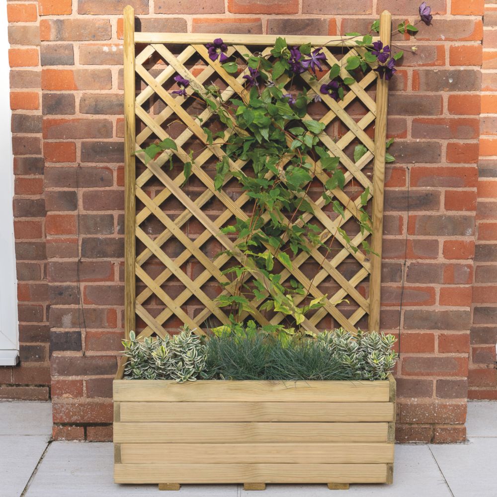 Forest Trellis Rectangular Garden Planter Natural Timber 800mm x 400mm ...