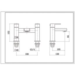 ETAL Avon Polished Chrome 152mm Deck Mounted Lever 2 Tap Holes Bath Mixer Tap