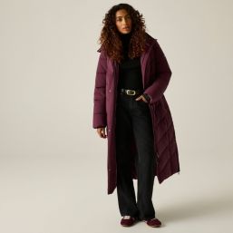 Regatta Eloria Womens Hooded Long Quilted Coat Fig - 909 Size 12