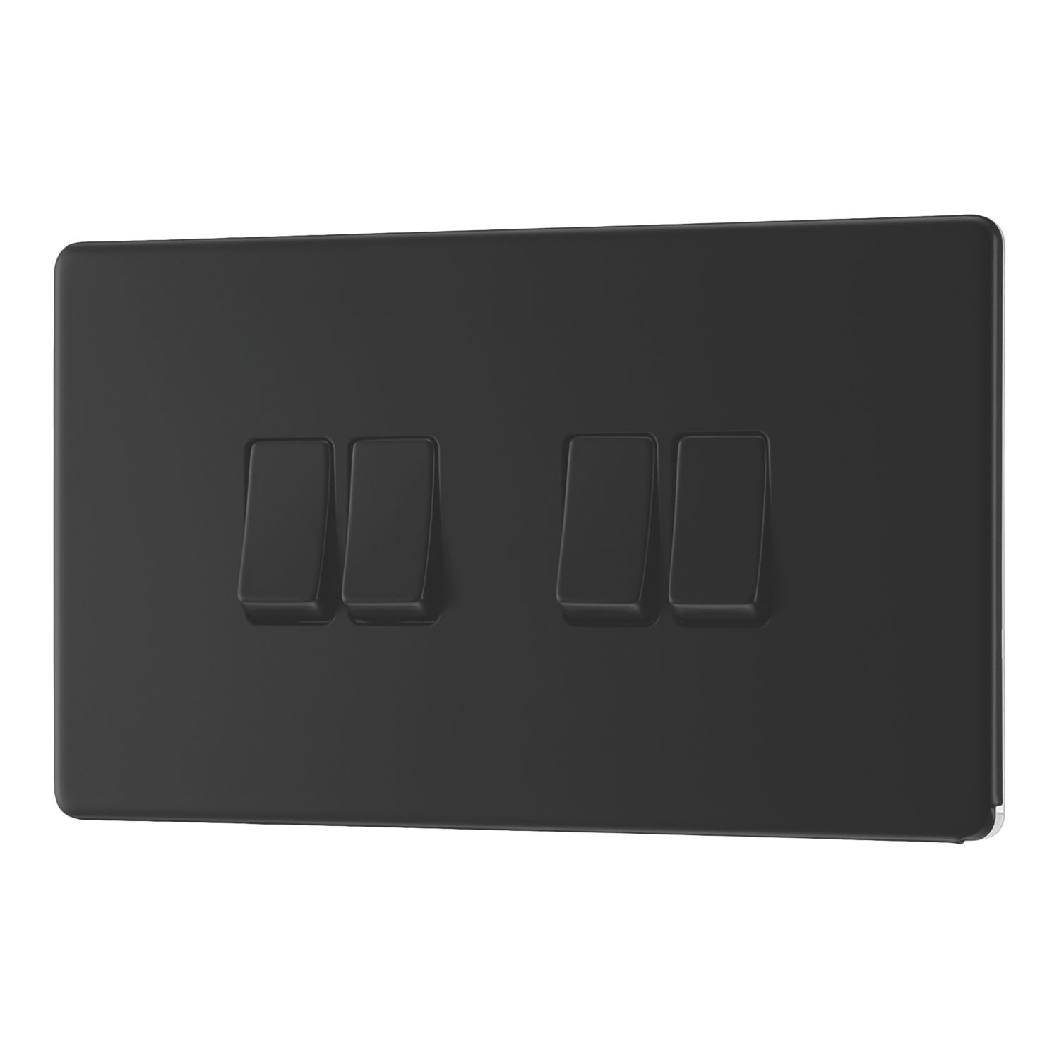 LAP 20A 16AX 4-Gang 2-Way Switch Matt Black with Colour-Matched Inserts (397PN)