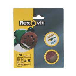 Flexovit  A203F 60 Grit 8-Hole Punched Multi-Material Sanding Discs 115mm 6 Pack